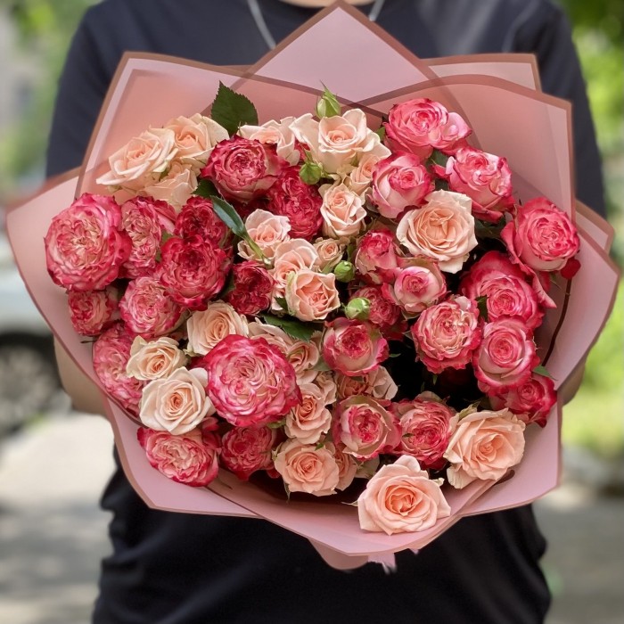 Дуэт пионовидных роз Сансет Мэджик