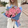 Букет пионовидных роз Нюд Лейс с эвкалиптом
