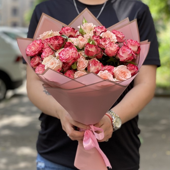 Дуэт пионовидных роз Сансет Мэджик