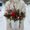 Новогодняя композиция в зеркальной коробке