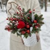Новогодняя композиция в зеркальной коробке