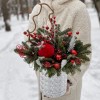 Новогодняя композиция в зеркальной коробке