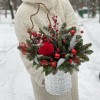 Новогодняя композиция в зеркальной коробке