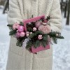 Новогодняя композиция Розовое сияние