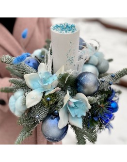 Композиция со свечей Голубой огонек