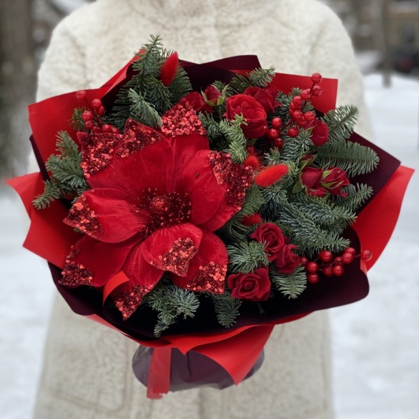 Новогодний букет Рождественская звезда