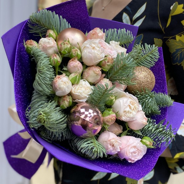 Новогодний букет Фиолетовое конфетти 