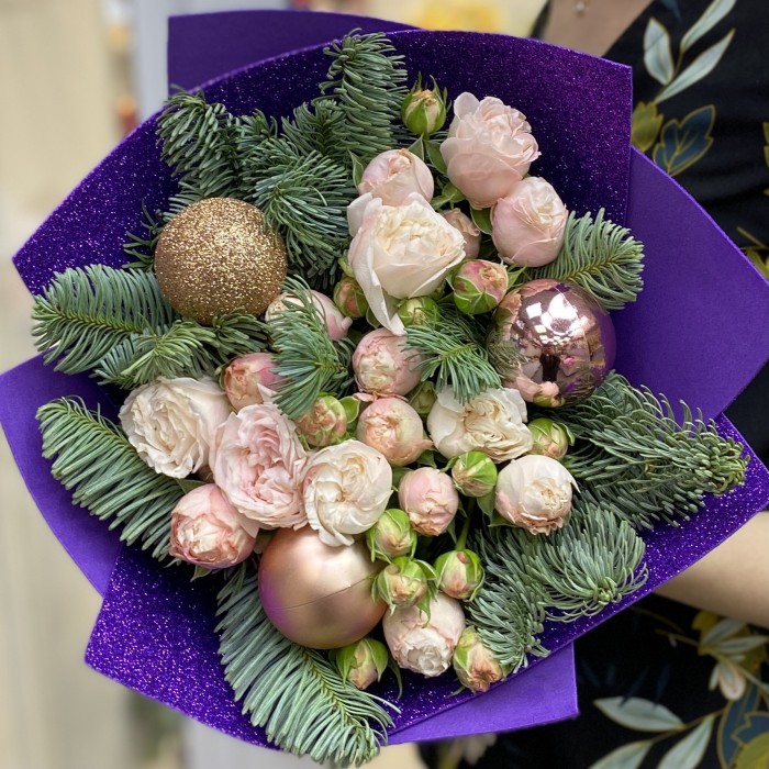 Новогодний букет Фиолетовое конфетти 