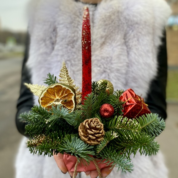 Новогодняя корпоративная композиция Свеча