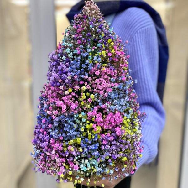 Радужная елка из гипсофилы