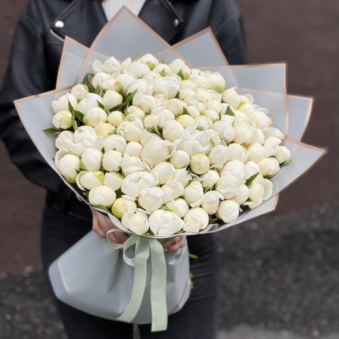 101 пион Белый лебедь