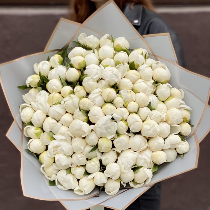 101 пион Белый лебедь