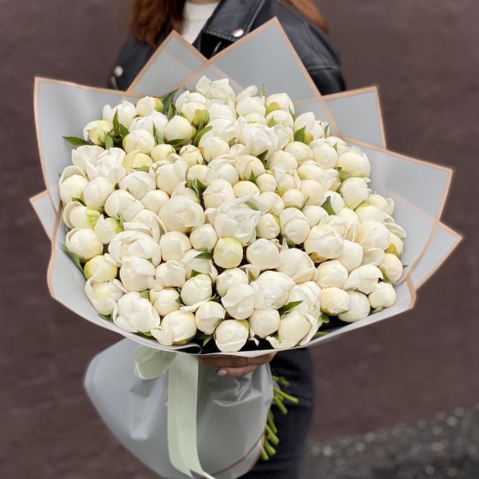 101 пион Белый лебедь