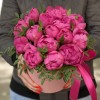 15 малиновых пионов в коробке
