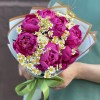 7 фиолетовых пионов Канзас с танацетумом