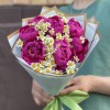7 фиолетовых пионов Канзас с танацетумом