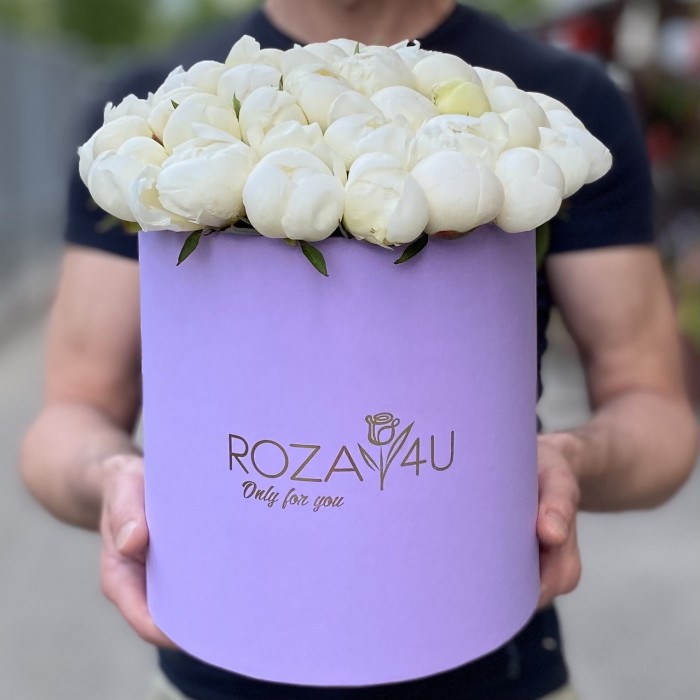 51 белый пион в коробке