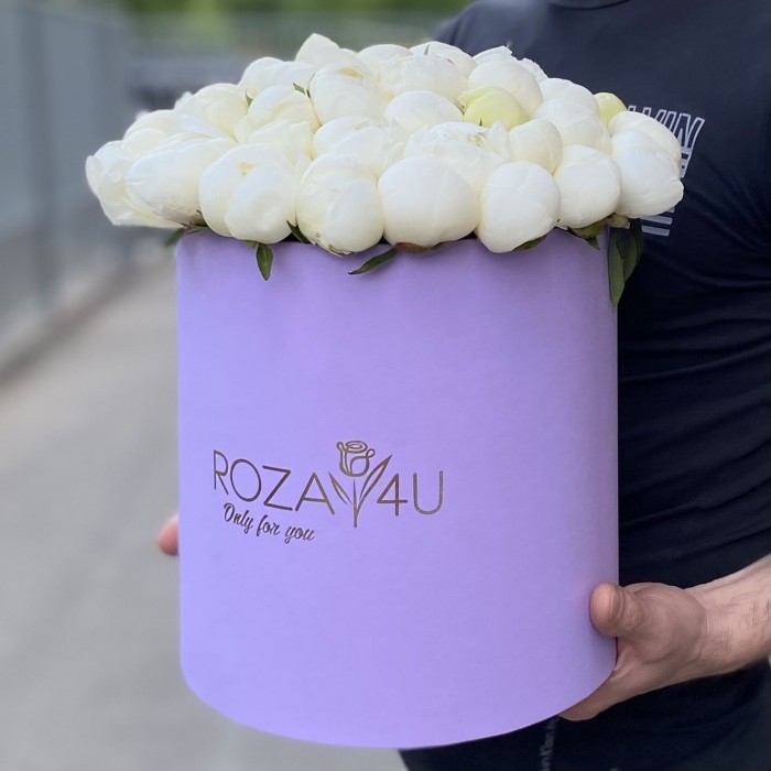 51 белый пион в коробке