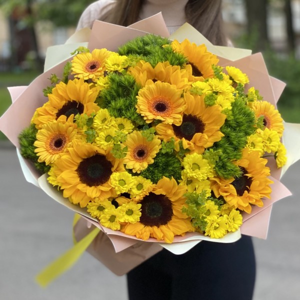 Букет Летний рассвет с подсолнухами