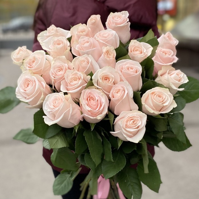 25 нежно-розовых роз Помароса