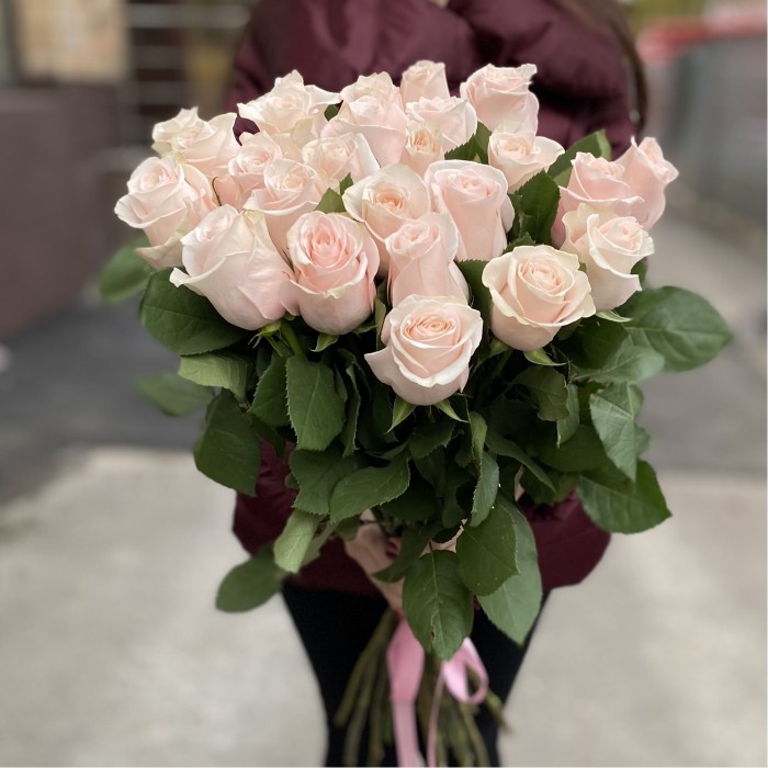 25 нежно-розовых роз Помароса