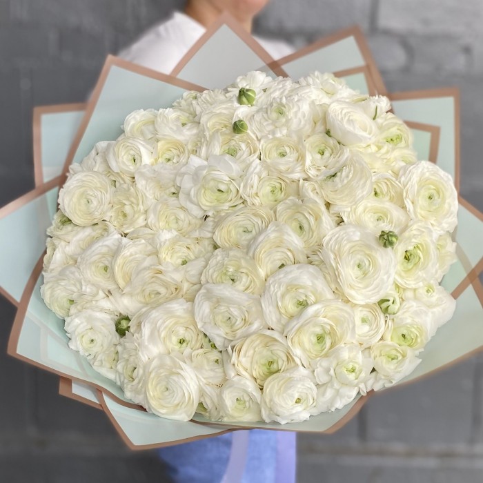 101 белый ранункулюс