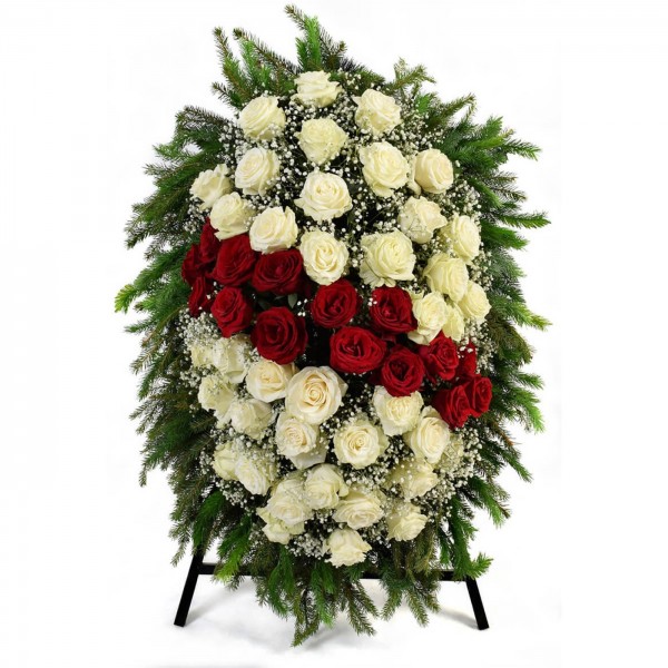 Траурный венок из живых цветов 100 см. № 49