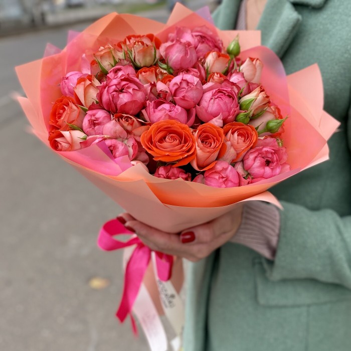 Букет пионовидных роз Осенний Парадайз