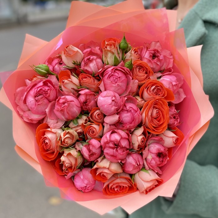 Букет пионовидных роз Осенний Парадайз