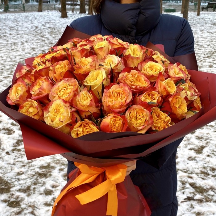 51 оранжевая пионовидная роза Fire Expression