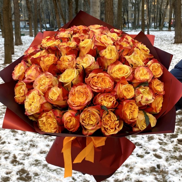 51 оранжевая пионовидная роза Fire Expression