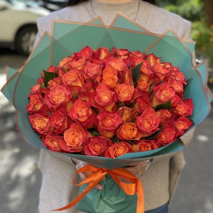 51 оранжевая роза Лампион (Lampion)