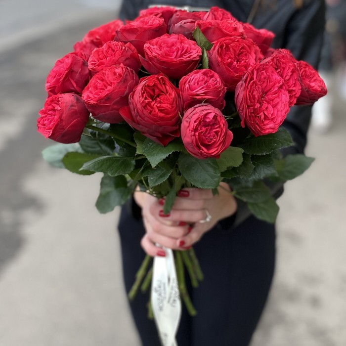 Кустовая пионовидная роза Ред Пиано 40 см