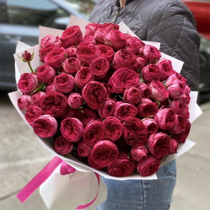 25 кустовых пионовидных роз Роял Трендсеттер