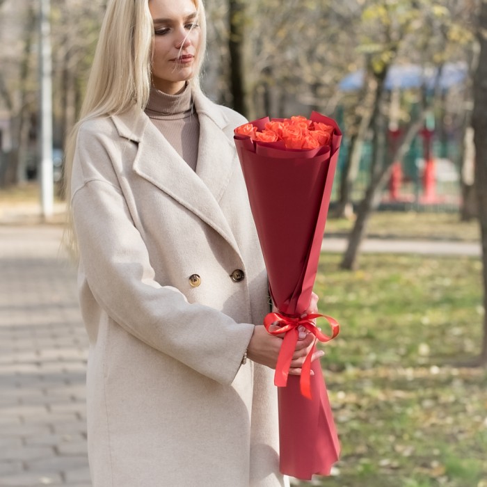 9 оранжевых роз Wow