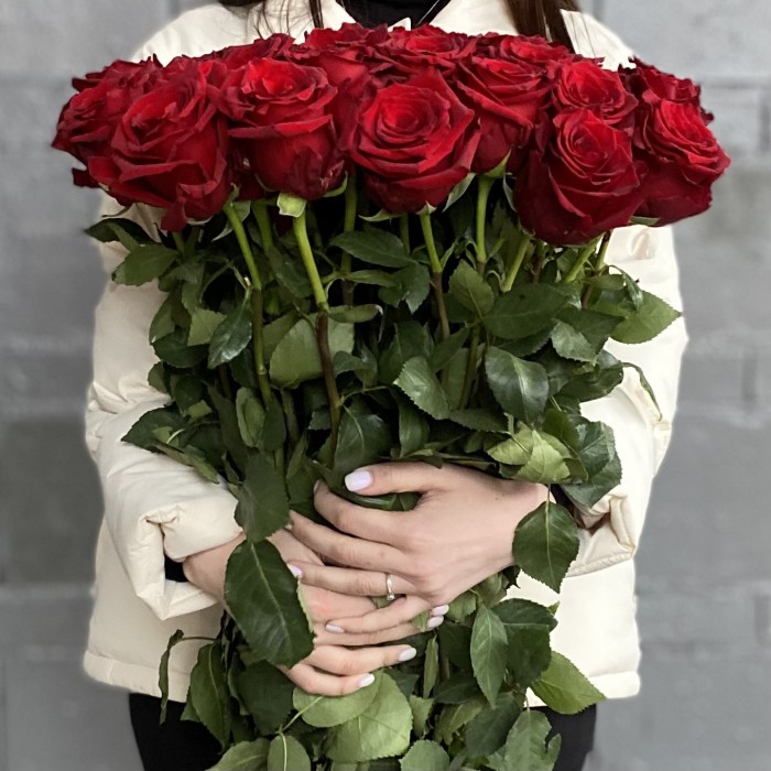 51 красная роза 100 см
