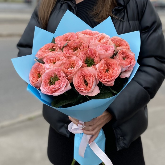 15 пионовидных роз Мандарин экспрешен (Mandarin X-pression)