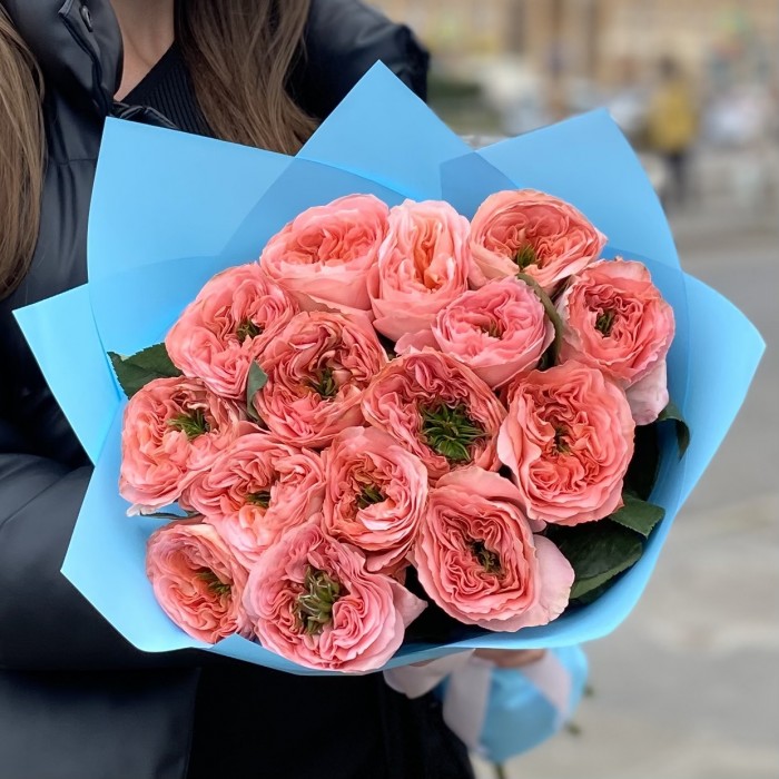 15 пионовидных роз Мандарин экспрешен (Mandarin X-pression)