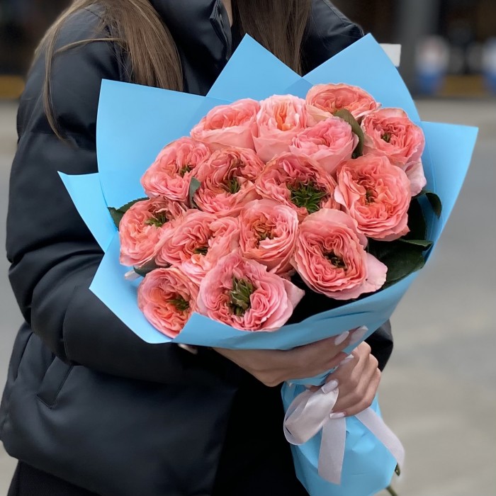 15 пионовидных роз Мандарин экспрешен (Mandarin X-pression)