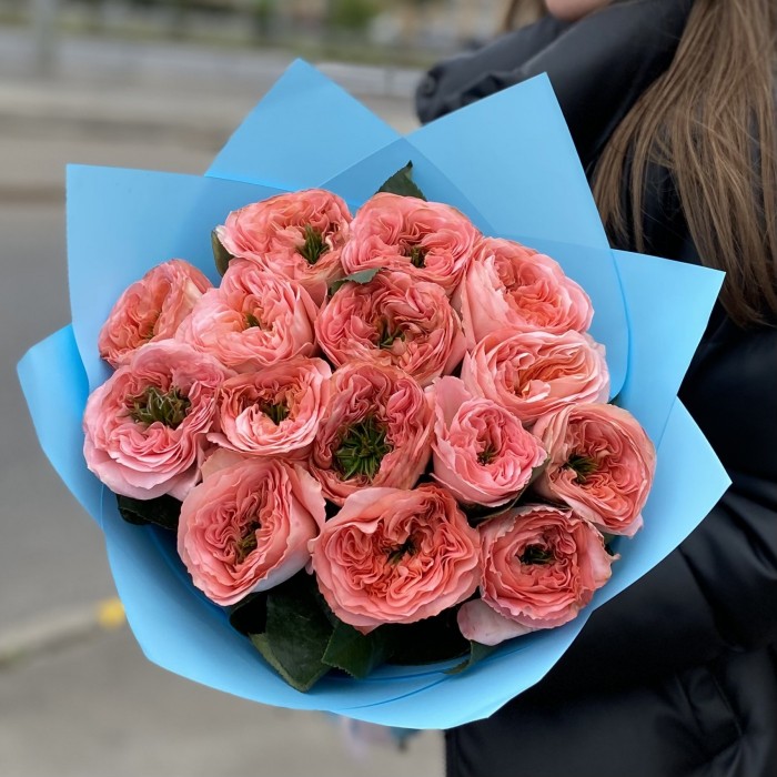 15 пионовидных роз Мандарин экспрешен (Mandarin X-pression)