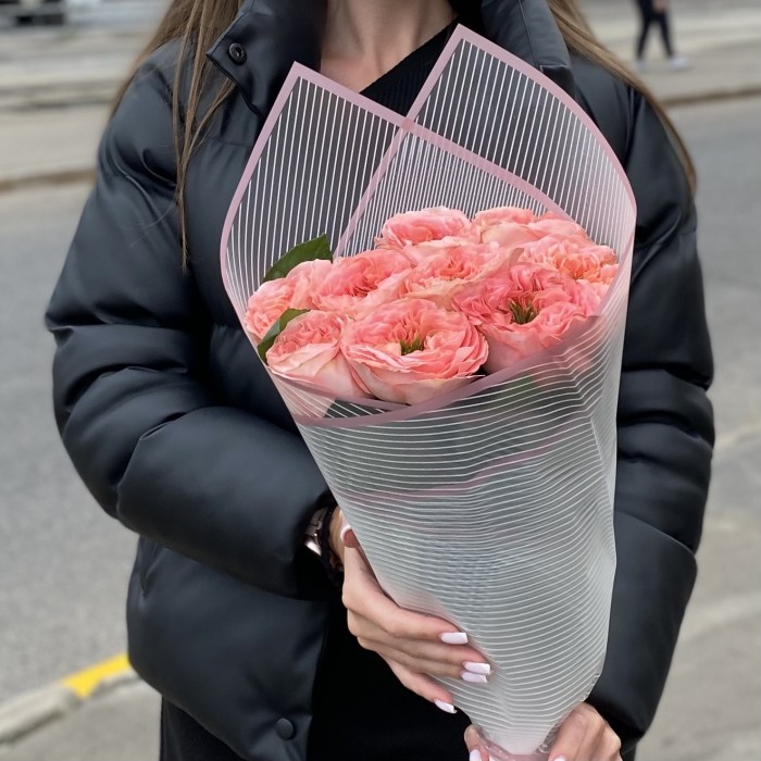 9 пионовидных роз Мандарин экспрешен (Mandarin X-pression)