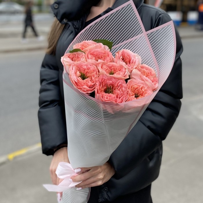 9 пионовидных роз Мандарин экспрешен (Mandarin X-pression)