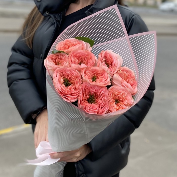 9 пионовидных роз Мандарин экспрешен (Mandarin X-pression)