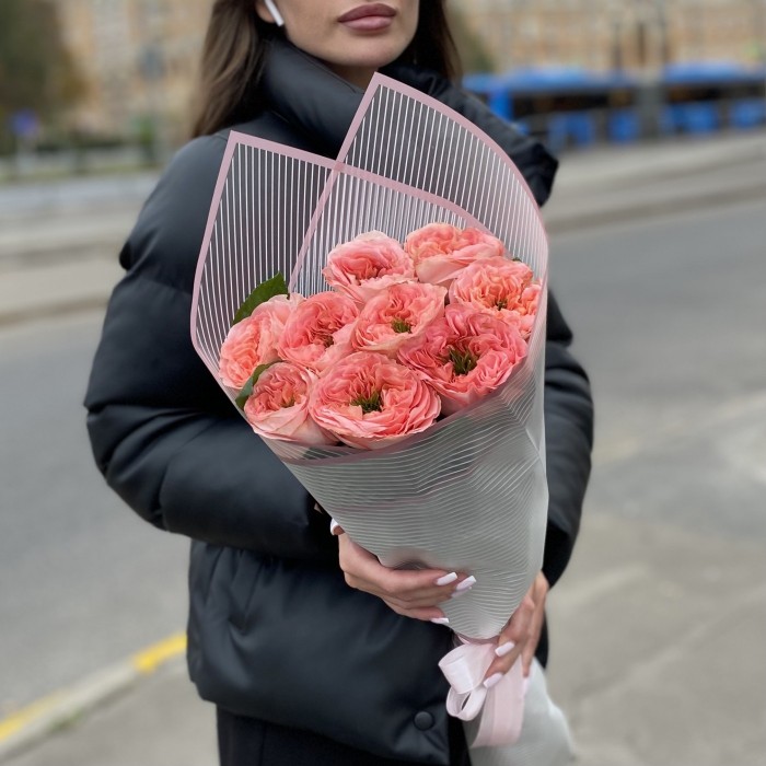 9 пионовидных роз Мандарин экспрешен (Mandarin X-pression)