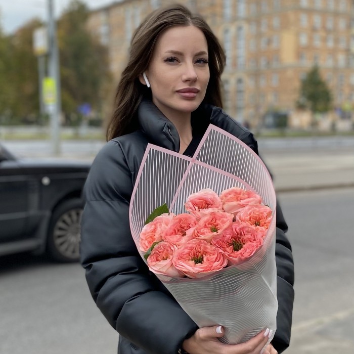 9 пионовидных роз Мандарин экспрешен (Mandarin X-pression)