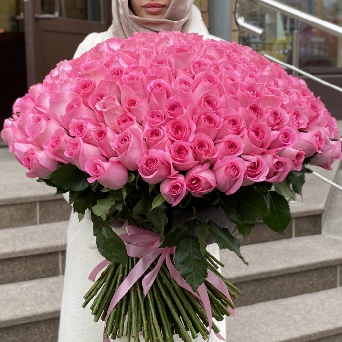 201 розовая роза Ревиваль 60см