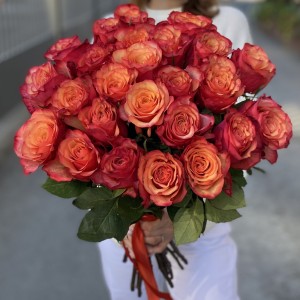 Красно-желтые розы Borgatt 60 см