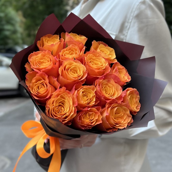 15 оранжевых роз Конфиденшл 40 см