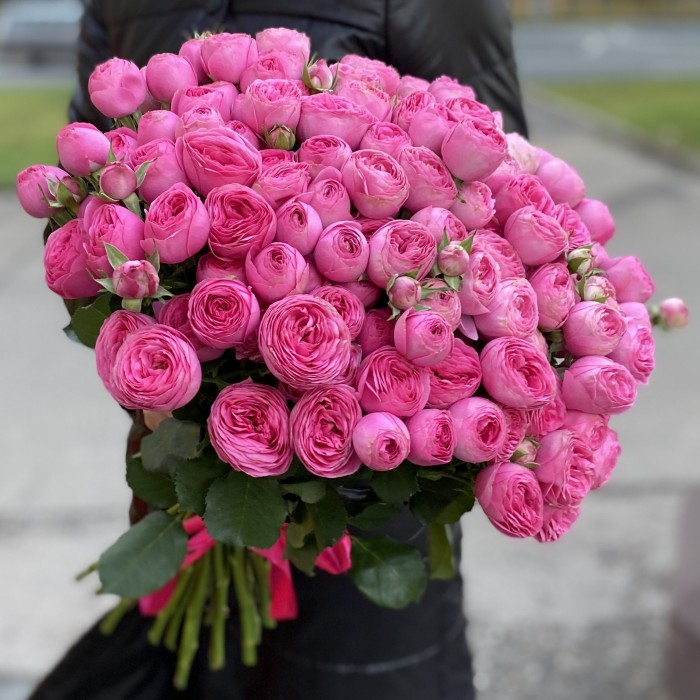 Кустовая  розовая роза Жизель