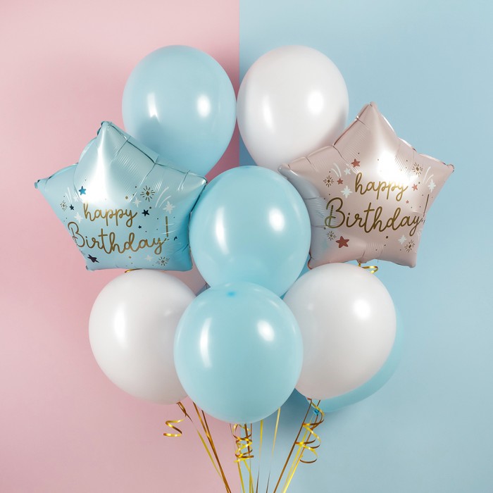 Шар Звезда "С Днем Рождения" Голубой